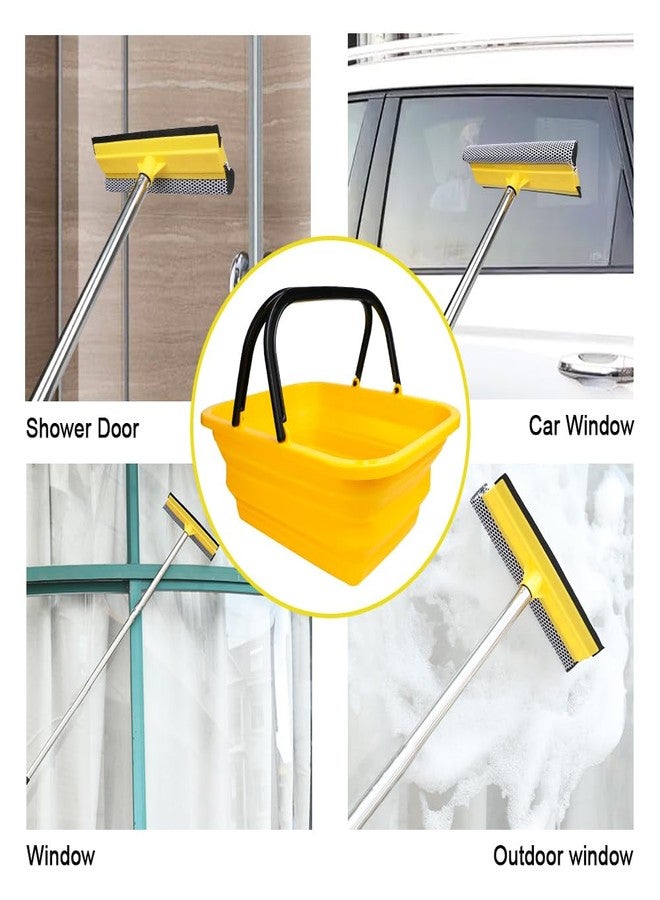 MuLing Windshield Car Squeegee and Collapsible Washing Bucket Combo Set, 2 in 1Window Squeegee with Long Handle - Image 3
